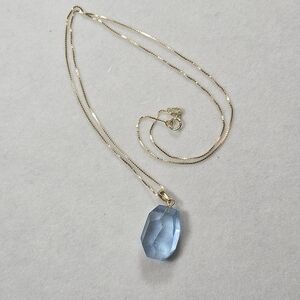 18k Gold Plated Aquamarine Pendant Necklace